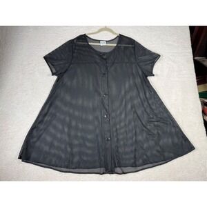 Pacific‎ Connections Mesh Button Down Top Woman XL Black Excellent Sheer Goth